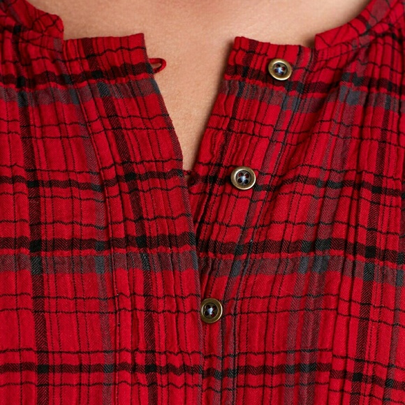 Halfpenny Plaid Tunic Holding Horses Red XS - Picture 5 of 6